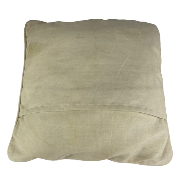 Vintage Floral Embroidered Square Accent Pillow Cream Red Small Couch Chair 14” - Picture 7 of 16